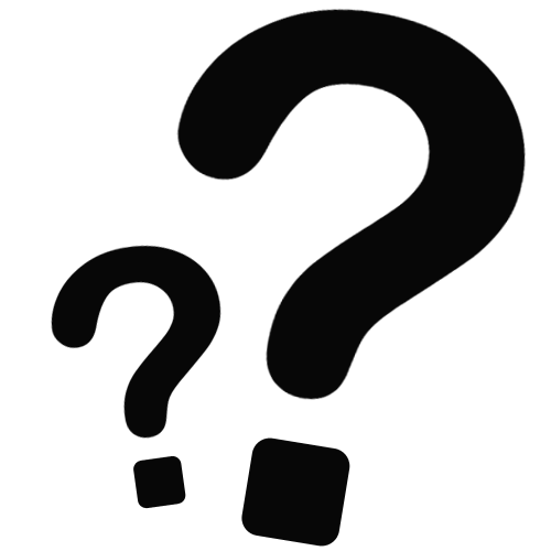 Two black question marks on a light gray background.